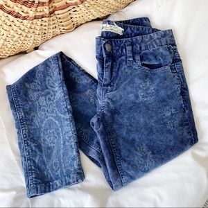 Free People Paisley Corduroy Skinny Pant Navy 25